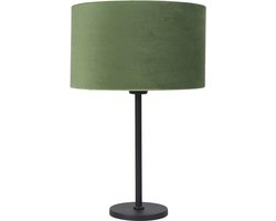 Zwarte tafellamp met kap fluweel groen Ø 30cm