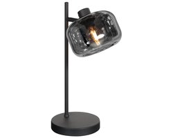 Zwarte Tafellamp Tenebris 4212ZW - 39 cm Hoog, Kantelbaar, Stijlvol Design van Mexlite - Materiaal: Glas, Metaal, Elektronica