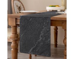 Zwarte tafelloper modern - decoratieve doek voor salontafel - 1 stuk - 33 x 183 cm - linnen