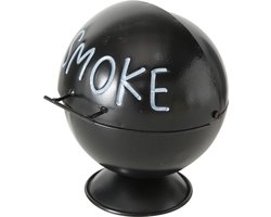 Zwarte terras asbak Smoke 15 cm - Buiten asbakken - Tafelaccessoires - Tuin artikelen