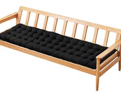 Zwarte Tuinbank Kussen voor 2/3 Zitters, Tuinmeubel Kussen, Comfortabele Zitkussen voor Buiten, 120x48cm