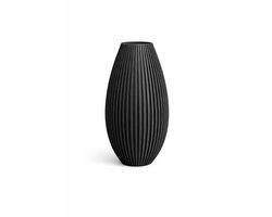 Zwarte Vaas 25 cm – Moderne Ribbel Vaas – Design Vaas – Scandinavische Woondecoratie