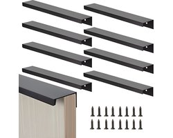 Zwarte verborgen meubelgrepen, 200 mm, keukengrepen met schroeven, voor kledingkast, deur, laden, 8 stuks