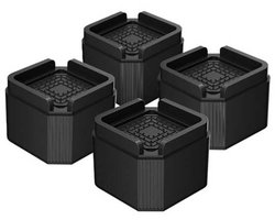 Zwarte Vierkante Meubelverhogers - 5cm Hoogte - Set van 4 [80x80x50mm] - Stapelbare Bed-, Bank- en Tafelpootverlengers