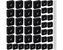 Zwarte Vierkante Rubber Vloerblokken voor Meubels met Schroeven – 40 Stuks – Verstevigde Blokken voor Stoelen, Bureau en Tafelpoten – Antislip Beschermers voor Vloeren