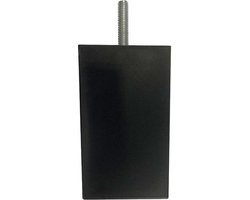 Zwarte vierkanten plastic meubelpoot 10 cm (M8)