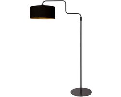 Zwarte vloerlamp Bloeba 4161ZW van Steinhauer, verstelbaar van 150 tot 165 cm, metalen en textiele kap, trendy binnenverlichting met zwenkarm en vloerschakelaar
