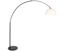 Zwarte Vloerlamp Booglamp 240cm Hoogteverstelbaar - Kunststof Bol Kap - Sparkled Light - Steinhauer