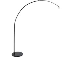 Zwarte vloerlamp / booglamp Sparkled Light 7268ZW zonder kap, hoogte verstelbaar, draaibaar, kunststof en metaal, Steinhauer