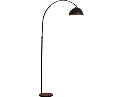 Zwarte vloerlamp - Metalen kap - Hoogte verstelbaar - Zwart - Incl Lichtbron