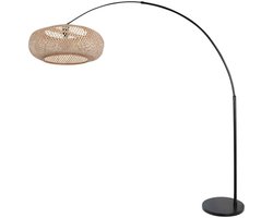 Zwarte vloerlamp Sparkled Light 7507ZW met bamboe kap, hoogte verstelbaar, draaibaar en uitschuifbaar - Steinhauer - Ideaal voor binnengebruik