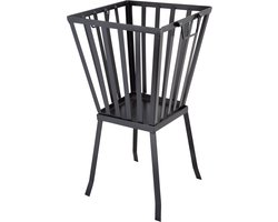 Zwarte vuurkorf op poten 57 cm vierkant - Tuindecoratie - Vuurschalen - Vuurkorven