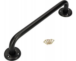 Zwarte Wandbeugel - Extra Grip - 40 cm - Handgreep / Wandgreep Voor Badkamer / Douche / Toilet - Toiletbeugel - Badgreep - Douchegreep - Non-Slip Grab Bar - Keuken - Trap - Handgreep Keukenkastjes - Veiligheidsgreep - Inclusief Schroeven