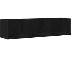 Zwarte Wandkast met 3 Planken voor CD's en Boeken Opslag