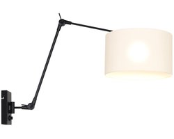 Zwarte wandlamp Prestige Chic 8120ZW met draaibaar en kantelbaar arm, gemaakt van metaal en textiel, voor binnengebruik