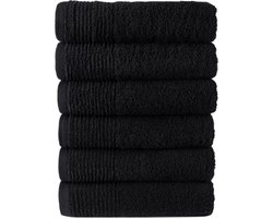 Zwarte Wellness Hotelhanddoeken 50x100 cm – 450 g/m² – Luxe Kwaliteit – Set van 6