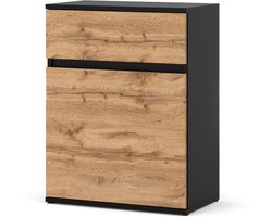 Zwarte Wotan ladekast met ladekast 60cm moderne greeploze woonkamer slaapkamer
