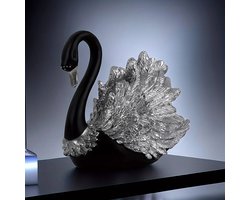 Zwarte Zwanen Beeldjes van Hars – Decoratieve Swan Figuren voor Woonkamer en Interieur – Elegante Dier Sculpturen en Kunstwerken – Moderne Decoratie