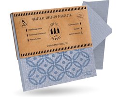 Zweden theedoeken, milieuvriendelijk, herbruikbaar, duurzaam, biologisch afbreekbaar, cellulosespons, reinigingsdoeken voor de keuken, verpakking van 5 stuks, Artdeco zilver
