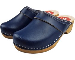 Zweedse Klompen blauw echt leder
