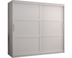 Zweefdeurkast Kledingkast met 2 schuifdeuren Garderobekast slaapkamerkast Kledingstang met planken (LxHxP): 200x200x60 cm - Rumble I (Wit, 200)