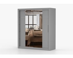 Zweefdeurkast Kledingkast met 2 schuifdeuren Garderobekast slaapkamerkast Kledingstang met planken - Orlanda Grijs