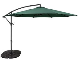 Zweefparasol - 3 m - groen - incl. 4-delige parasolvoet