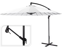 Zweefparasol 300cm voor tuin, terras of balkon - Vertikaal kantelbaar | Wit