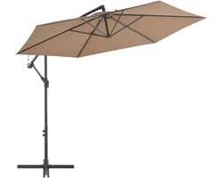 Zweefparasol 300x244 cm Taupe - UV-bestendige Tuinparasol met Aluminium Mast en Zwengel
