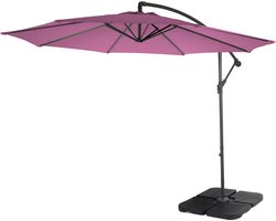 Zweefparasol Acerra, parasol zonwering, Ø 3 m kantelbaar, polyester/staal 11 kg ~ lavendelrood met standaard