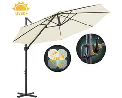 Zweefparasol Beige 300 cm - Waterdicht - Verstelbare Hoogte - Kantelbaar en Draaibaar - UV50+ Bescherming