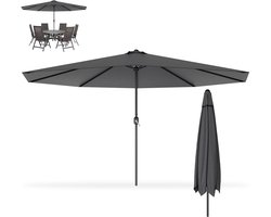 Zweefparasol - Hangparasol 350 cm – Voor Tuin, Terras, Balkon & Lounge – Vast – Aluminium Mast – UV-bestendig – Donkergrijs