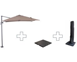 Zweefparasol Hawaii S - met voet en hoes - Taupe - 250 x 250 cm