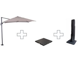 Zweefparasol Hawaii S - met voet en hoes - Zand - 250 x 250 cm