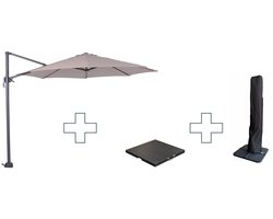 Zweefparasol Hawaii S - met voet en hoes - Zand - 300 cm