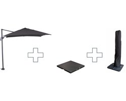 Zweefparasol Hawaii S - met voet en hoes - Zwart - 250 x 250 cm