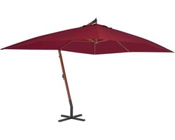 Zweefparasol Houten Mast - Balkon Schaduwdoek - Buiten Ontspannen - Eenvoudig Slingsysteem - 400x300 cm - Bordeauxrood