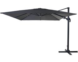 Zweefparasol MCW-A96, 3x3m (Ø4,24m) draaibaar, polyester aluminium/staal 23kg ~ antraciet zonder voet