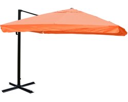 Zweefparasol MCW-A96, horeca, 3x3m (Ø4,24m) polyester aluminium/staal 23kg ~ Flap, terracotta zonder voet