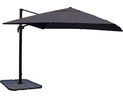 Zweefparasol MCW-A96, parasol, 3x4m (Ø5m) polyester/aluminium 26kg ~ antraciet met standaard, draaibaar
