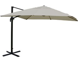 Zweefparasol MCW-A96, parasol, 3x4m (Ø5m) polyester/aluminium 26kg ~ creme-grijs zonder voet, draaibaar