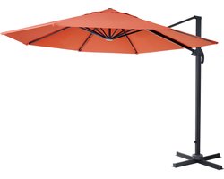 Zweefparasol MCW-A96, parasol, rond Ø 3m polyester aluminium/staal 23kg ~ terracotta zonder voet, draaibaar