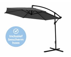 Zweefparasol met Voet 300 cm - Kantelbaar - Parasol met Ventilatie - Inclusief Beschermhoes - Antraciet