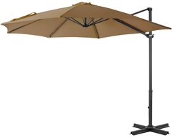 Zweefparasol met Voet - Hangparasol Tuinparasol - Buiten Zitten - 360 Graden Draaibaar - 3 meter diameter - Taupe