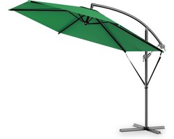 Zweefparasol Roestvrij Aluminium Ø 300cm met Windbescherming en Draaibare Kanteling - Groen