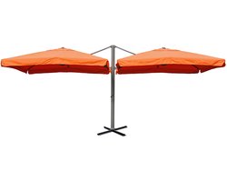 Zweefparasol T44, pergola luifel effect, 6,2x3m polyester 50kg ~ terracotta