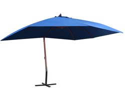 ZweefParasol | Zonnescherm | Tuinparasol met houten paal 400x300 cm blauw
