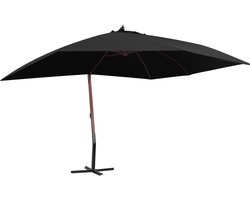 ZweefParasol | Zonnescherm | Tuinparasol met houten paal 400x300 cm zwart