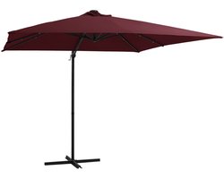 ZweefParasol | Zonnescherm | Tuinparasol met LED-verlichting 250x250 cm bordeauxrood