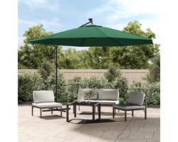 ZweefParasol | Zonnescherm | Tuinparasol met LED-verlichting en metalen paal 350 cm groen